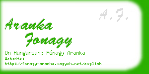 aranka fonagy business card