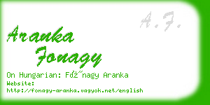 aranka fonagy business card